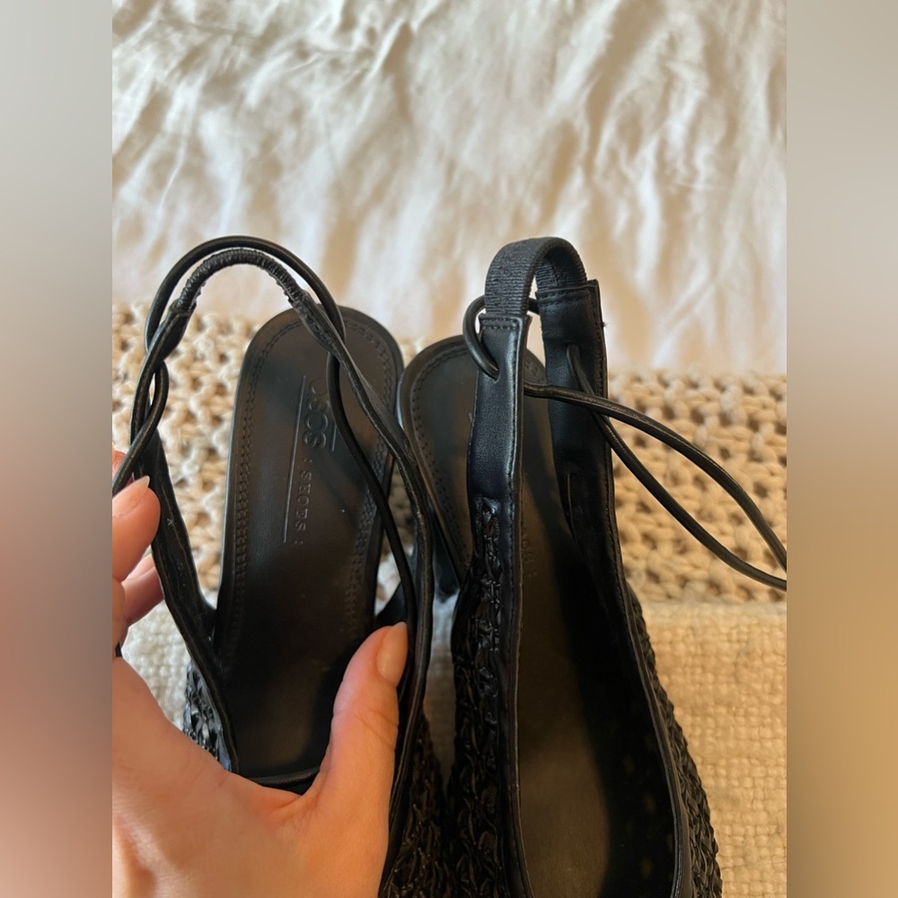 ASOS black lace up woven heels - Picture 3 of 5